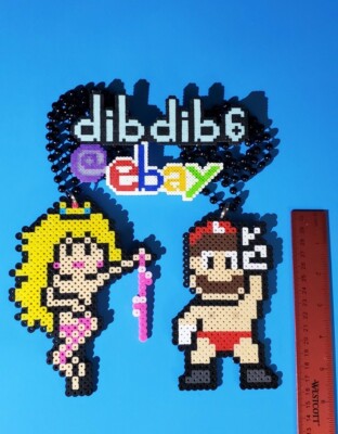 Mario Princess Peach set kandi perler necklace PLUR EDC rave melty hama SNES