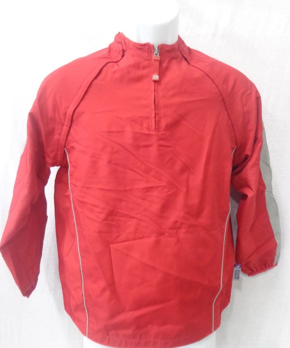 Majestic Youth Baseball Dugout Jacket with Removable Arms Red and Gray