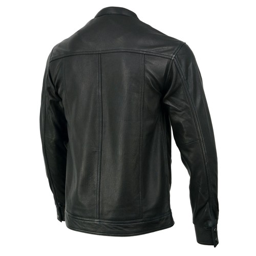 Milwaukee Leather 1604 Men's Black Stand-Up Collar Biker Goat Skin Leather Shirt - Picture 3 of 13