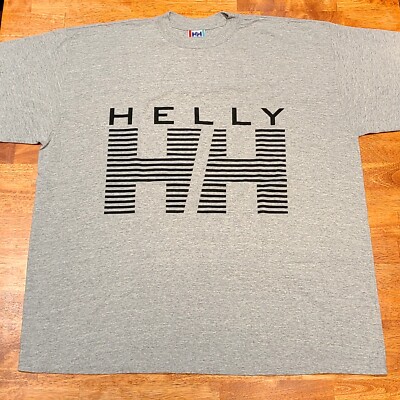 Vtg 90s Helly Hansen Twin Sail Flags Big Logo T-Shirt Oversize Men's Sz XL Gray