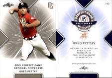 GREG PETTAY 2021 LEAF PERFECT GAME NATIONAL SHOWCASE ROOKIE CARD #190