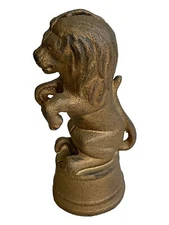 Vtg AC Williams USA Original Gold Painted Cast Iron Lion on Tub Coin Still Bank
