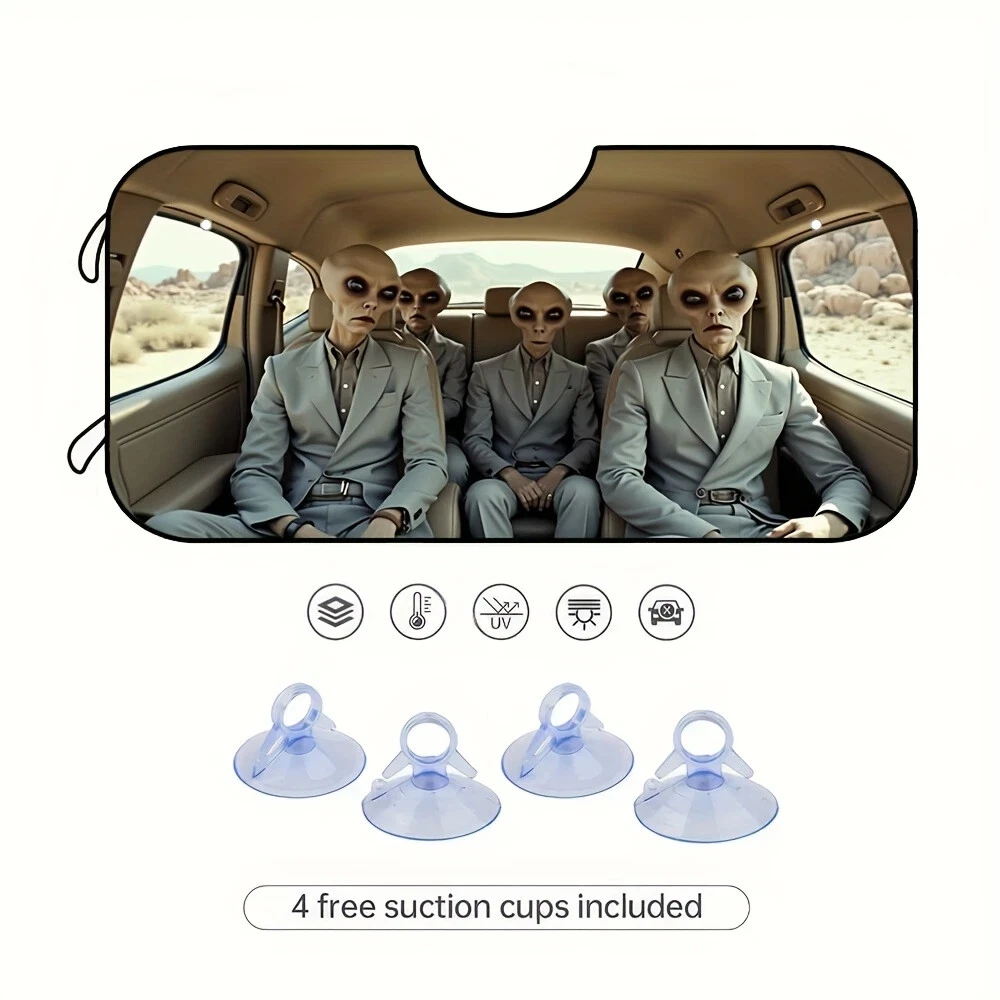 Alien Car Sunshade - Foldable UV Ray Blocker for Animals