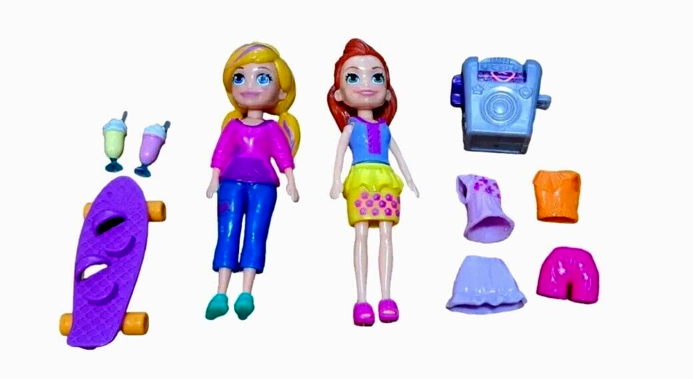 Polly Pocket Lot 2 Dolls with Accessories Misc Replacements Collection