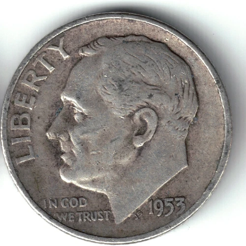Photo of a 1953-D Roosevelt Dime from an eBay listing that sold on Jul 19, 2026