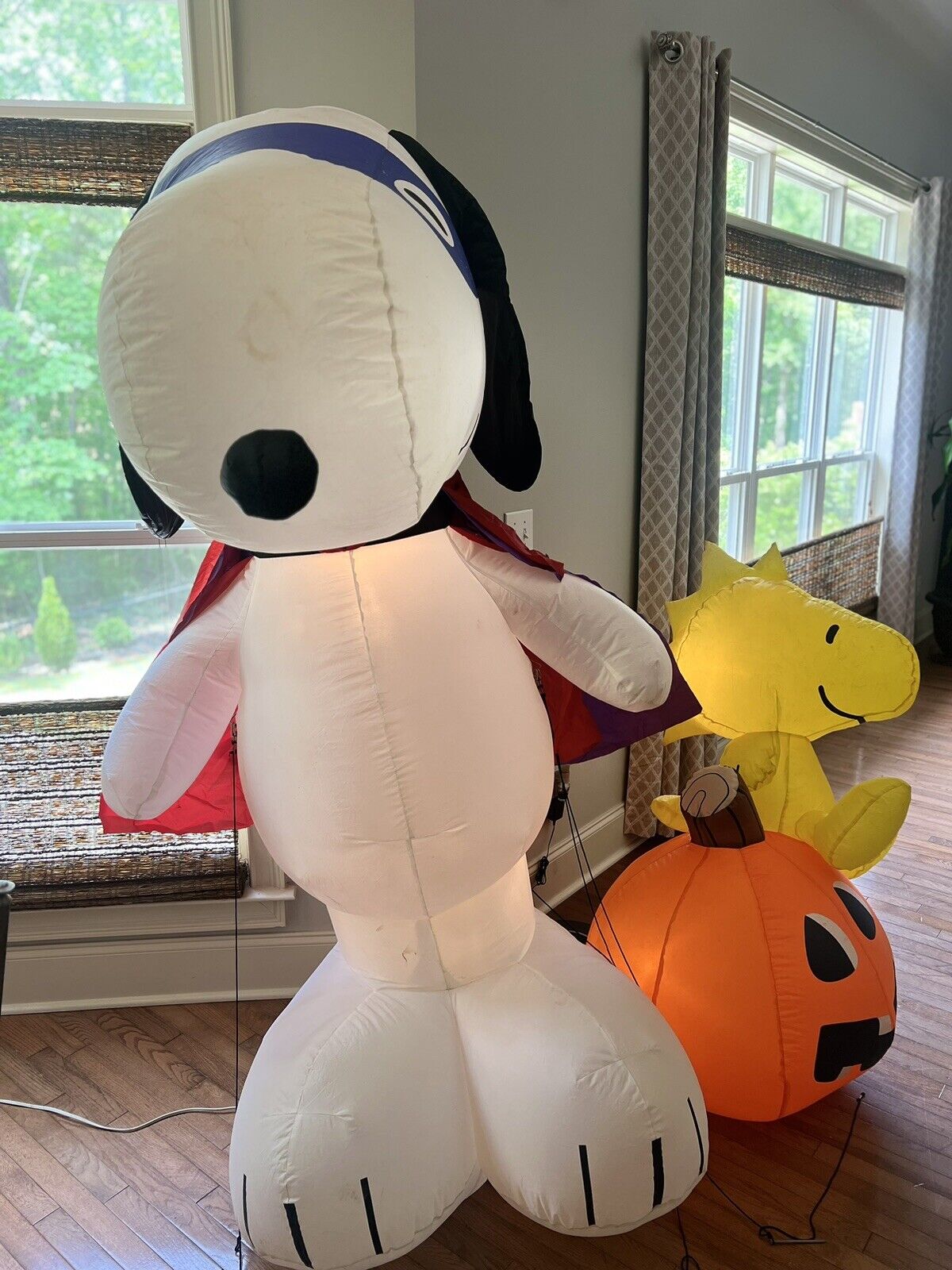 2004 Halloween Snoopy and Woodstock with Pumpkin Inflatable Gemmy 7ft With Box