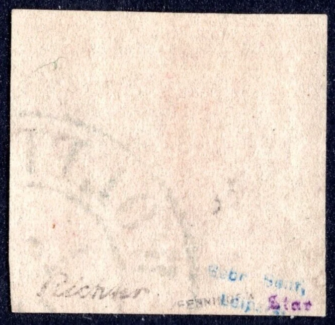 GERMANY BRUNSWICK 1852 SCOTT #3 3 SGR VERMILION USED SIGNED VF - Image 2 of 2