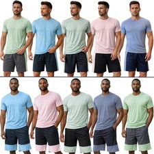 Kruze Mens Co-Ord Set Jersey T-Shirt Lightweight Shorts Casual Summer Tracksuit