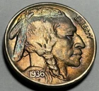 1936-S Buffalo Nickel — Rainbow Toned 🌈