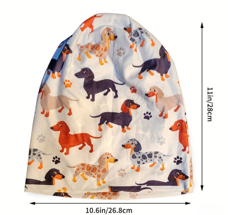 Gorro con estampado de perro Dachshund suave elástico gorra de invierno lindo diseño de pata de cachorro Foto 4 de 4