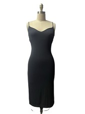 Vtg 90s Y2K STYLE Slinky Slip Dress Sz S Black Whimsigoth Fairy Grunge Indie