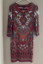 Tiana B. Vibrant Print Soft Stretch Casual Dress Size Large Made in USA