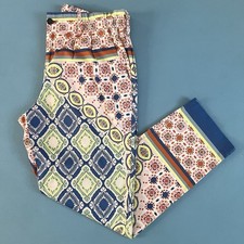 Johnny Was Pants Geometric Colorful Boho Cotton Trouser Size Large