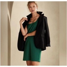 Banana Republic A-Line Mini Dress Forest Emerald Size 2 fall Lined designer chic