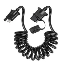 4 Pin Trailer Extension Coiled Cable 7.5FT, Vehicle Side and Trailer Side 4 P...