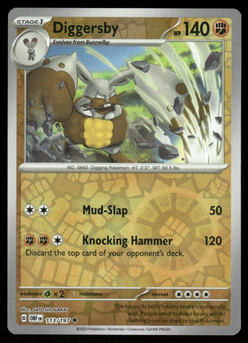 diggersby pokemon card value - XY Phantom Forces - (Reverse Holo) - Fighting Knocking Hammer (120) Discard the top card of your opponents deck. Diggersby Pokmon TCG Cards for