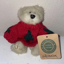 Boyds Bears Whitaker Collection Plush Bear With Red Christmas Tree Sweater