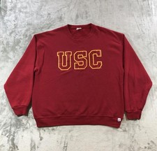 Vintage USC Trojans Sweatshirt Mens Large Red NCAA Football Russell Athletic