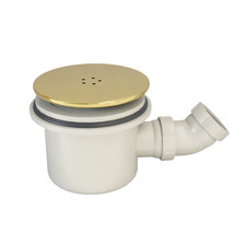 90mm Fast Flow Shower Waste Brushed Brass Shower Tray Drain Plug Trap Profile