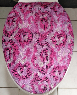 SNAKE SKIN Animal Skin Print Fuchsia Fabric ELONGATED Toilet Seat