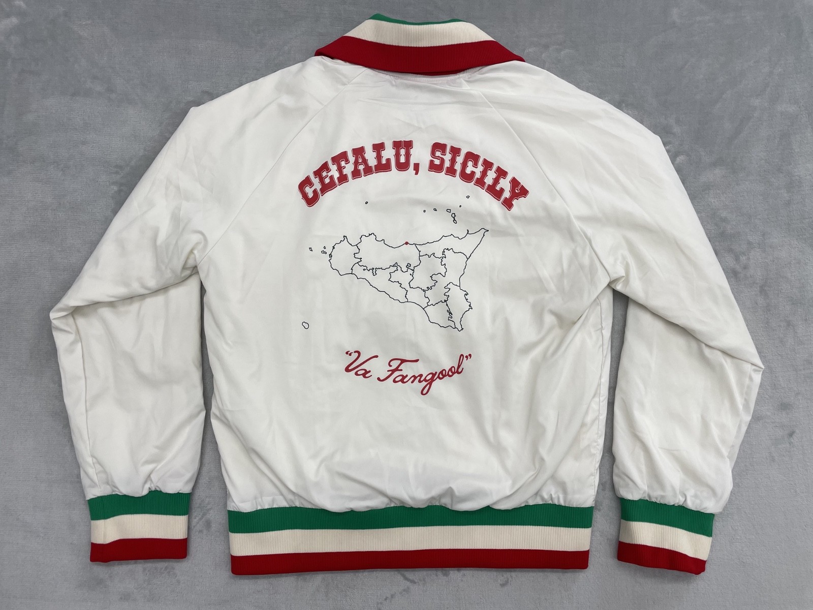 Chaqueta Sebastian Maniscalco Hombre Mediana Blanca Sicilia Italiana Bombardero Universitario