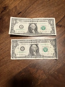 2021 $1 One Dollar Star Notes Low Serial Number J00338723* A00380667*