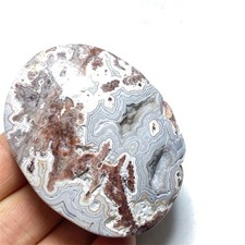 83g  Rare Crazy Lace Agate Geode reiki Palm stone Healing M640
