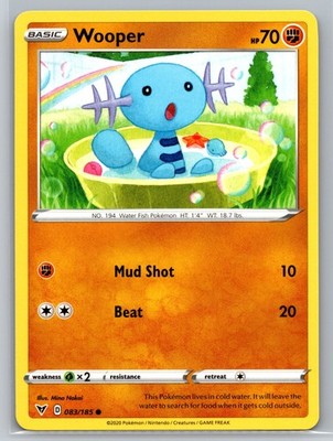 Wooper 083/185 Vivid Voltage Pokemon Card Fighting Type Basic Mud Shot Beat