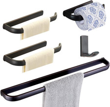 Elegant Bronze  Black 24" Towel Bar Set - 5 Solid Brass Bathroom Accessories
