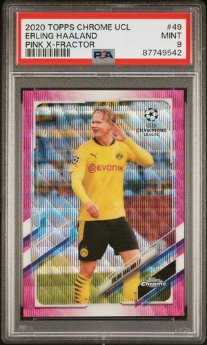 2020-21 Topps Chrome  - SP #49 Erling Haaland PSA-9 POP 29! MINT Pink x-fractor