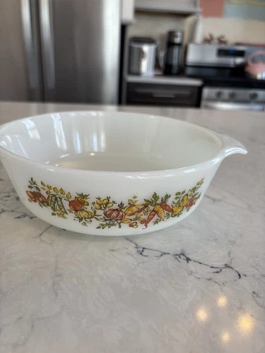 Vintage Anchor Hocking Fire-King Harvest Vegetable Casserole Dish 1 Qt #436 USA