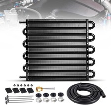 10 Rows Remote Transmission Oil Cooler Radiator Converter Kit Aluminum Universal