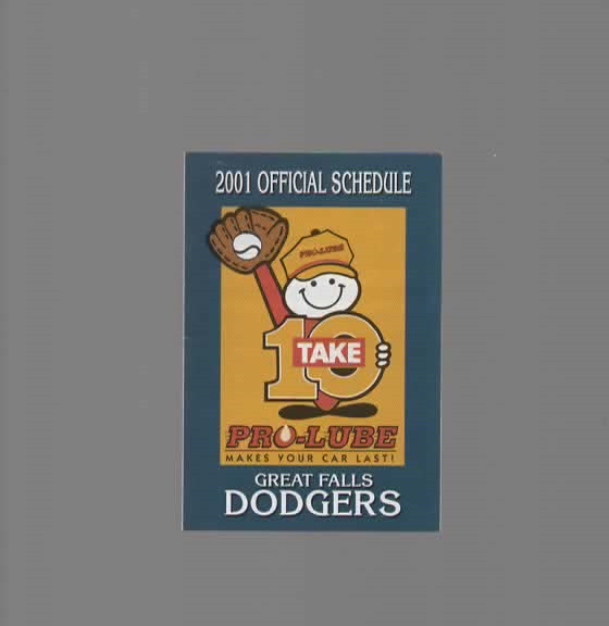 2001 GREAT FALLS DODGERS POCKET SCHEDULE