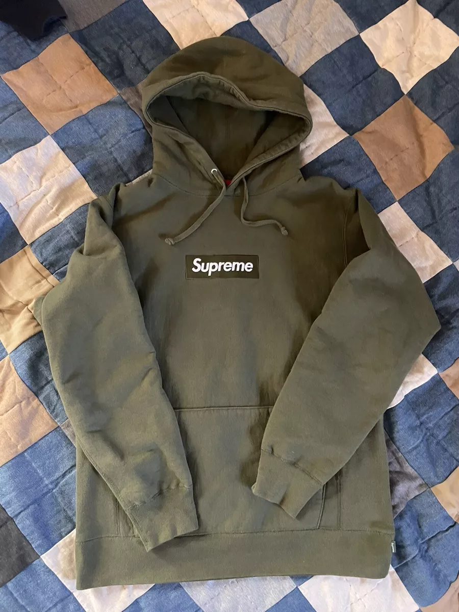 supreme Fw11 olive green box logo hoodie rare vintage size large 9.5/10