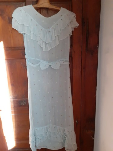 Ancienne robe d'époque, jeune fille , organdi 1920 Théâtre ? poup Raynal? - Photo 4/12