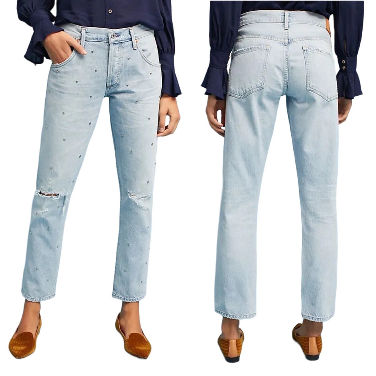 【Citizens of Humanity】 Emerson mid-rise distressed boyfrie ANTHROPOLOGIE Citizens of Humanity Studded Emerson Slim