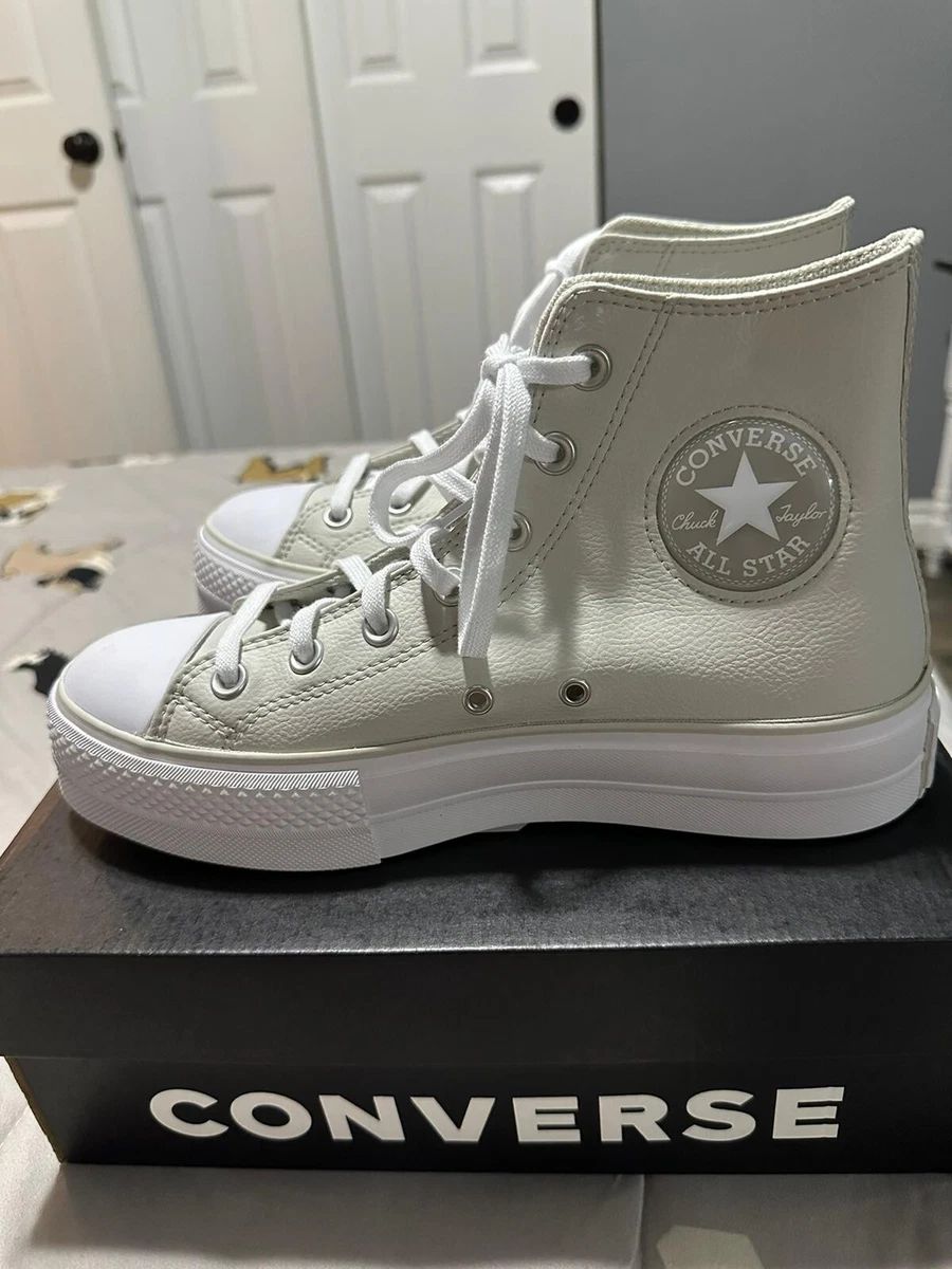 Converse Taylor All Star Platform Leather Shoes Bone US 8.5 | eBay