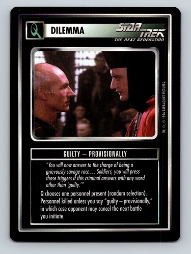 Star Trek CCG Dilemma Q-Continuum Guilty Provisionally Came Card Border STNG TNG - 第 1/2 張圖片