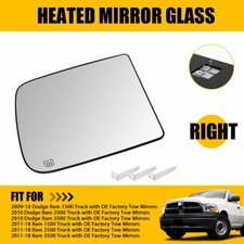 For 2009-22 Ram Upper Towing Mirror Glass Heated Passenger Right Side 68067726aa