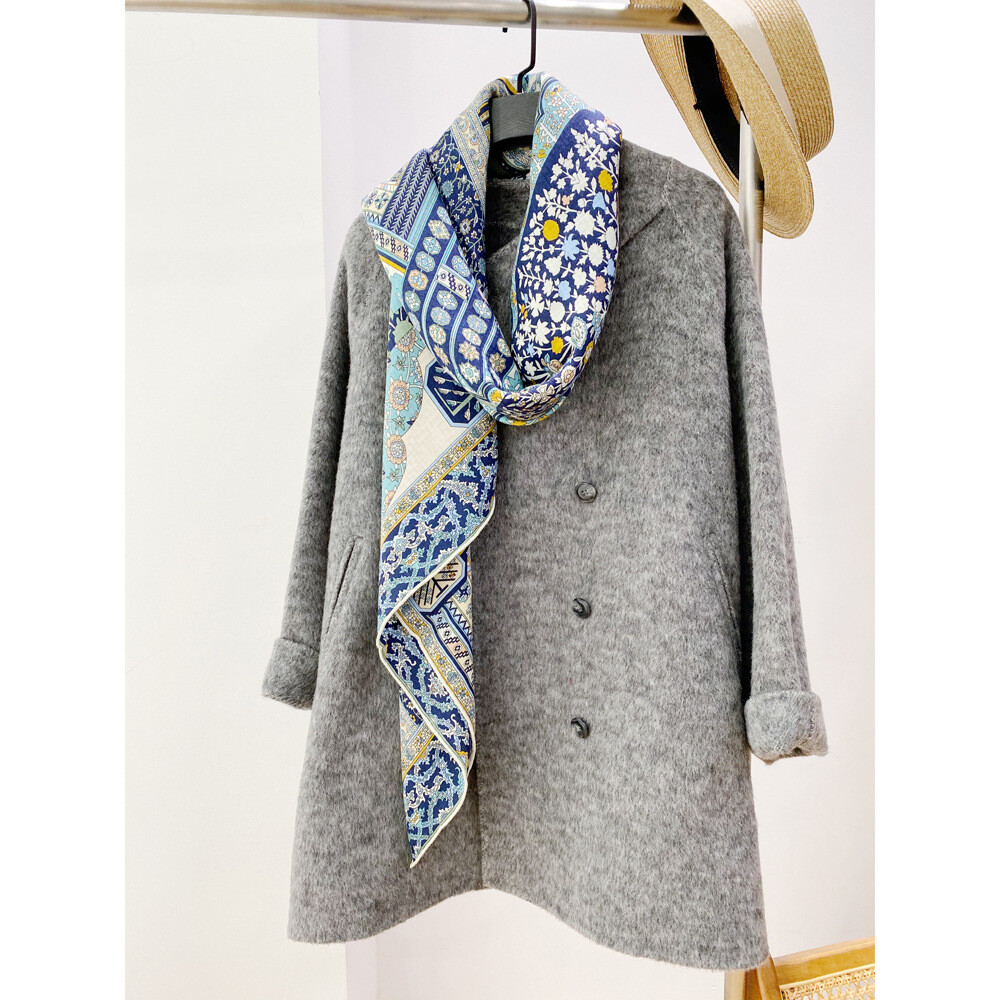 New Spring Boutique Double Sided Silk & Wool Shawl Large Scarf Wrap Printed 53@