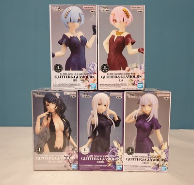 Re:Zero Glitter&Glamours Figuren Set: Ram, Rem, Emilia, Echidna, Elsa
