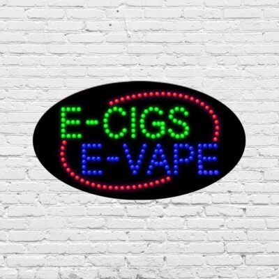 LED E-Cigs E-Vape Sign for Retail Displays | Light Up Sign | 15''H x 27''W x 2''D
