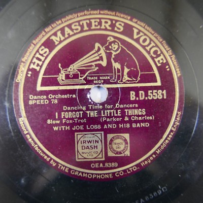 78 rpm JOE LOSS i forgot the little things / i wanna wrap you up