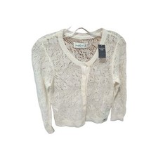Abercrombie Fitch Cream Lacy Wool Cardigan Sweater Button Up Lightweight NWT