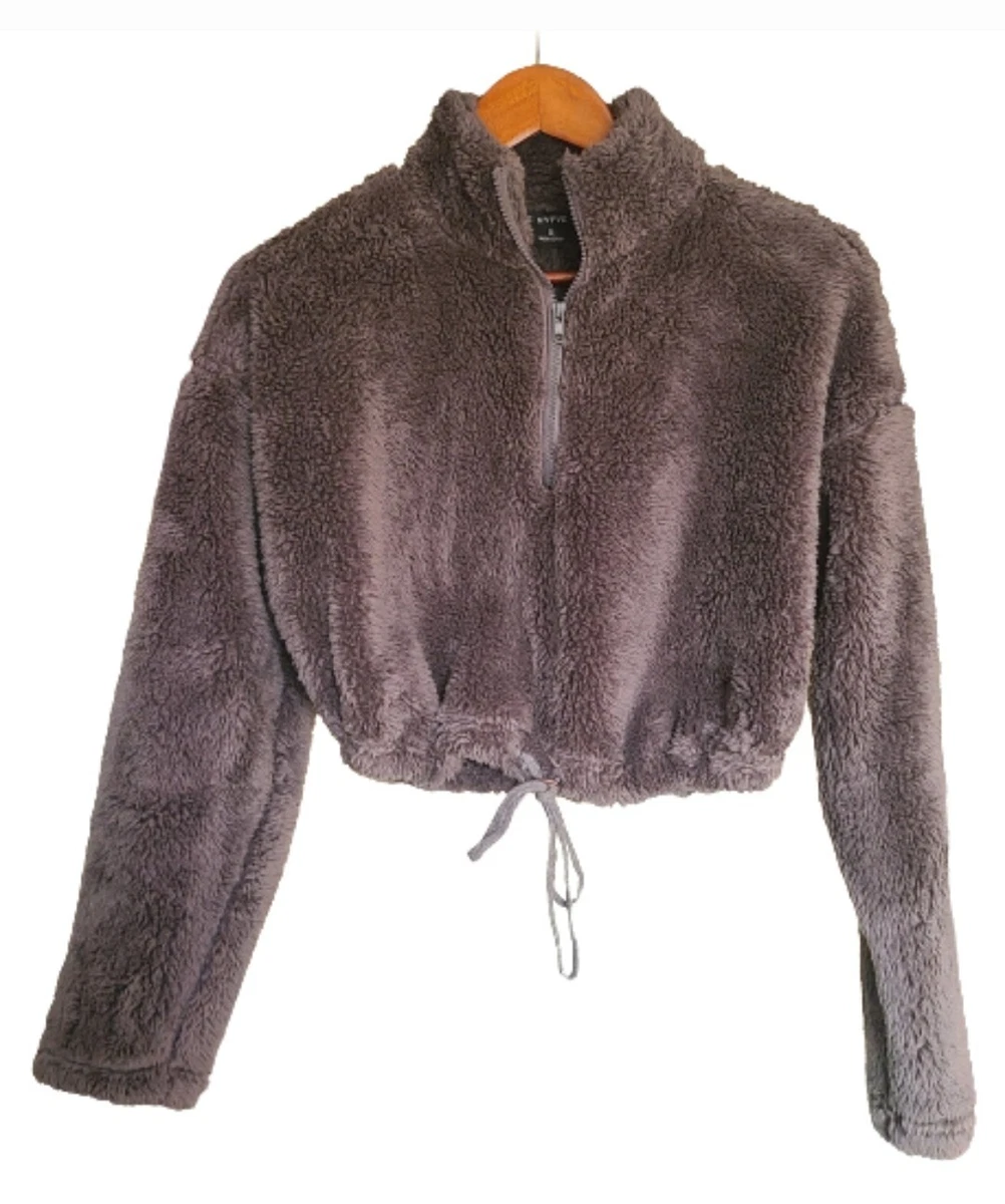 Womens cropped teddy jacket cheap