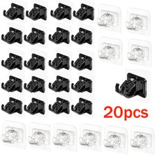 20PCS Hooks Nail Free Adjustable Curtain Rod Clip Brackets Self Adhesive Holders