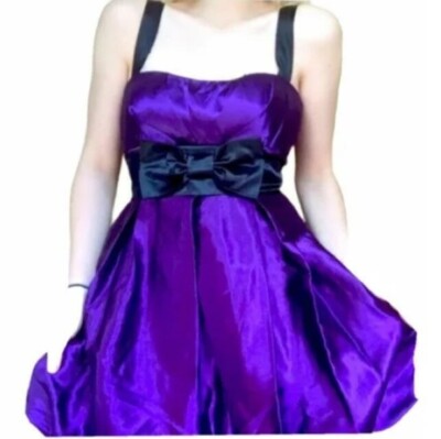 Vtgish 90s Purple Juniors Dress Size Satin Sleeveless Bubble