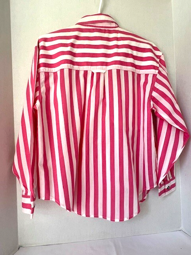 AMERICAN WEEKEND Womens Shirt Blouse L/S Pink White Stripe SMALL Vintage - Picture 2 of 4
