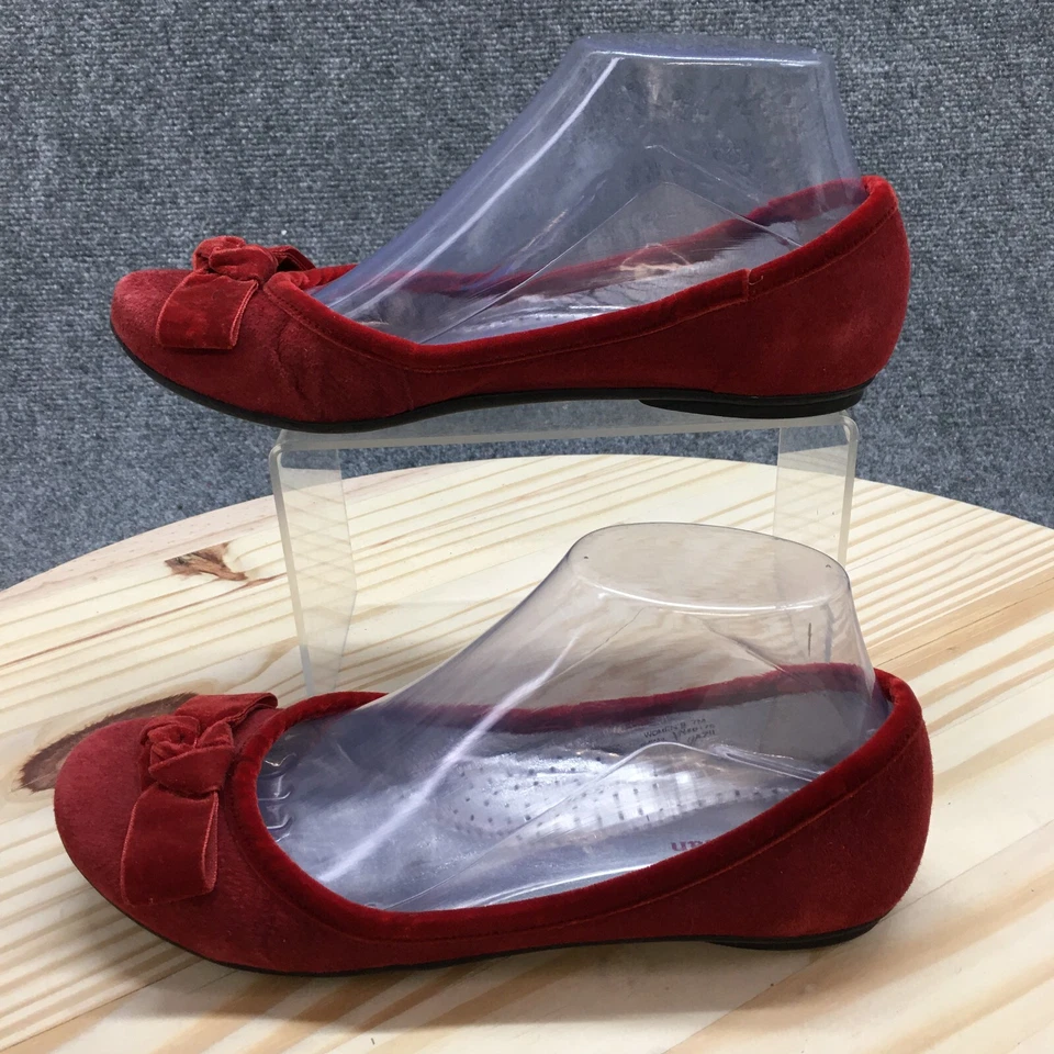 LL Bean Zapatos Mujer 7 M Informales Cómodos Sin Cordones Arco Ballet Pisos Rojo Terciopelo Foto 2 de 4