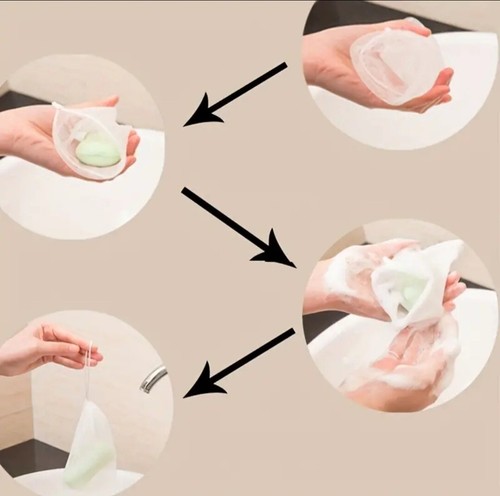 3 Pcs Soap Saver Bags Bubble Maker Sack/Pouch Holder Mesh Net Bag for body& face - Picture 3 of 5
